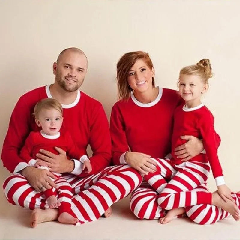 Family Matching Striped Christmas Pajamas Set – Festive Holiday Sleepwear For Men, Women & Kids  Pre2brand