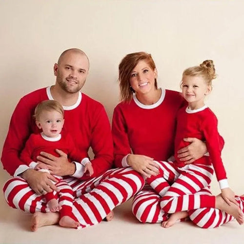Family Matching Striped Christmas Pajamas Set – Festive Holiday Sleepwear For Men, Women & Kids  Pre2brand