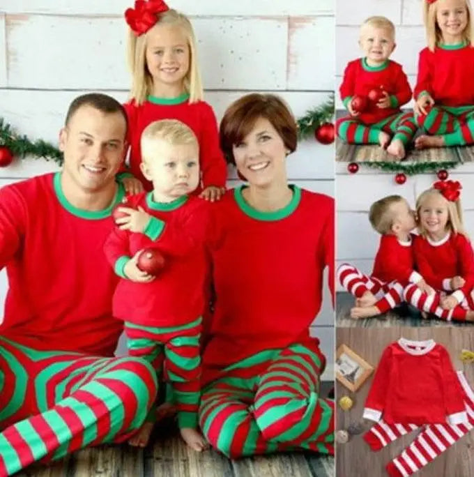 Family Matching Striped Christmas Pajamas Set – Festive Holiday Sleepwear For Men, Women & Kids  Pre2brand