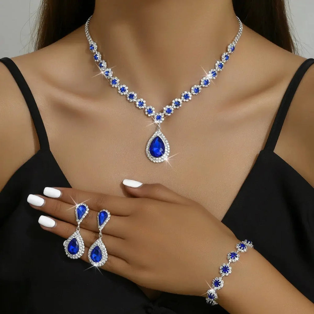 Fashion Jewelry Bridal Jewelry Suit Necklace Ear Stud Bracelet Three-Piece Set  Pre2brand