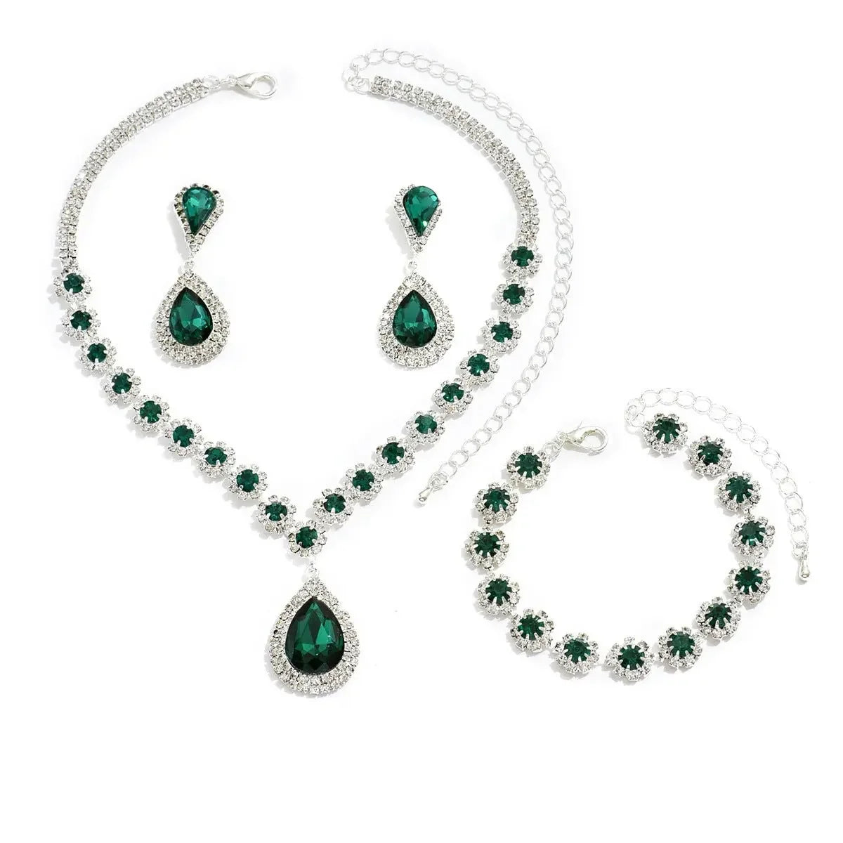 Fashion Jewelry Bridal Jewelry Suit Necklace Ear Stud Bracelet Three-Piece Set  Pre2brand