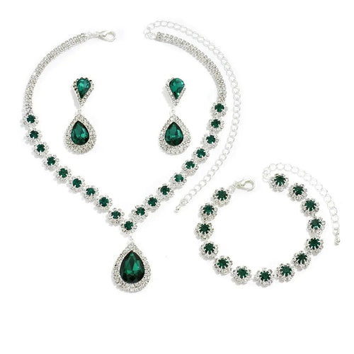 Fashion Jewelry Bridal Jewelry Suit Necklace Ear Stud Bracelet Three-Piece Set  Pre2brand