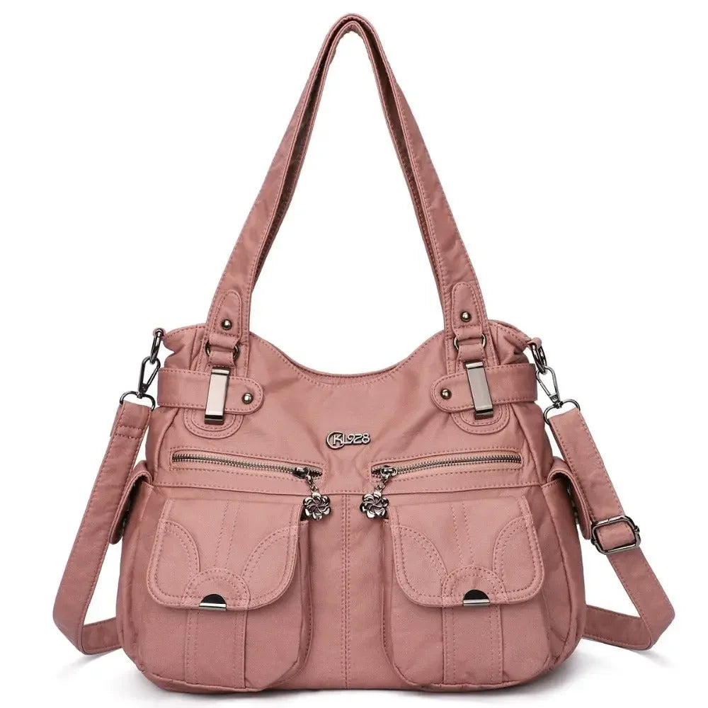 Fashion Ladies Soft Leather Portable Messenger Bag Crossbody Bags For Women Zipper Pocket Soft Casual Tote  Pre2brand
