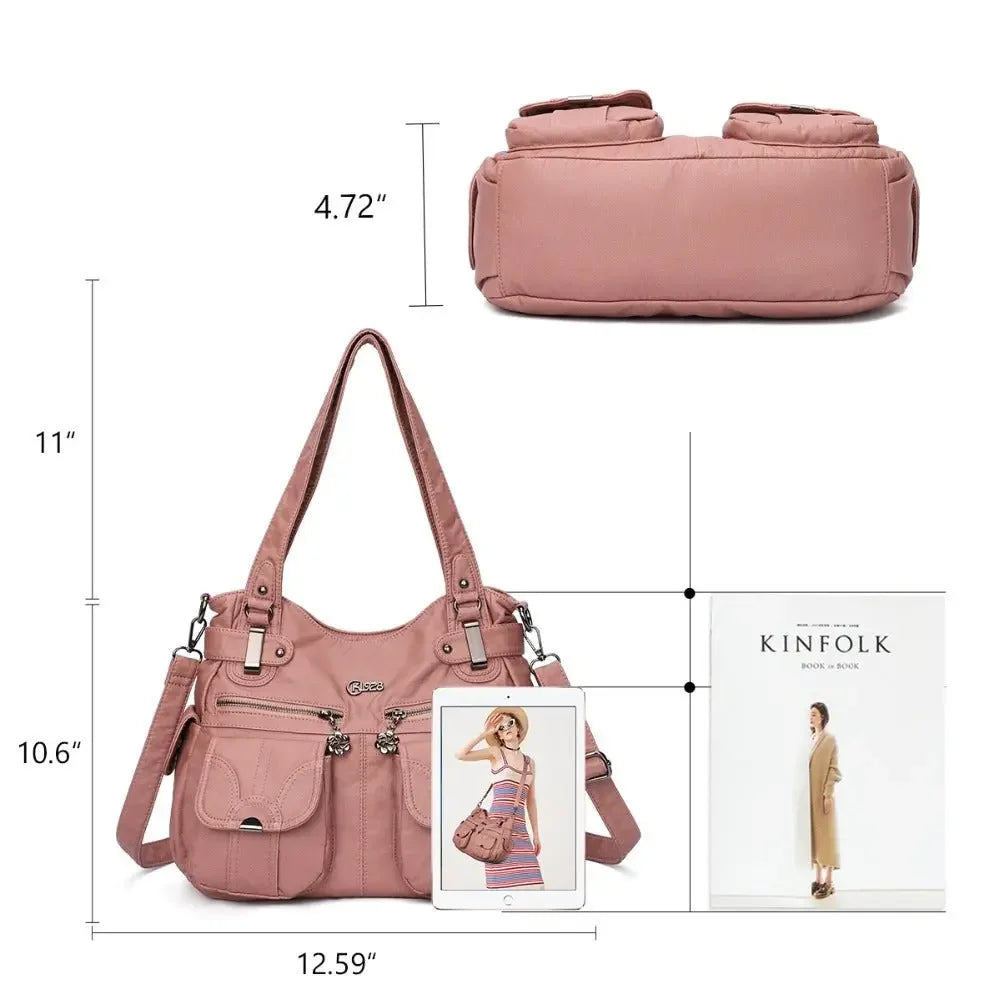 Fashion Ladies Soft Leather Portable Messenger Bag Crossbody Bags For Women Zipper Pocket Soft Casual Tote  Pre2brand
