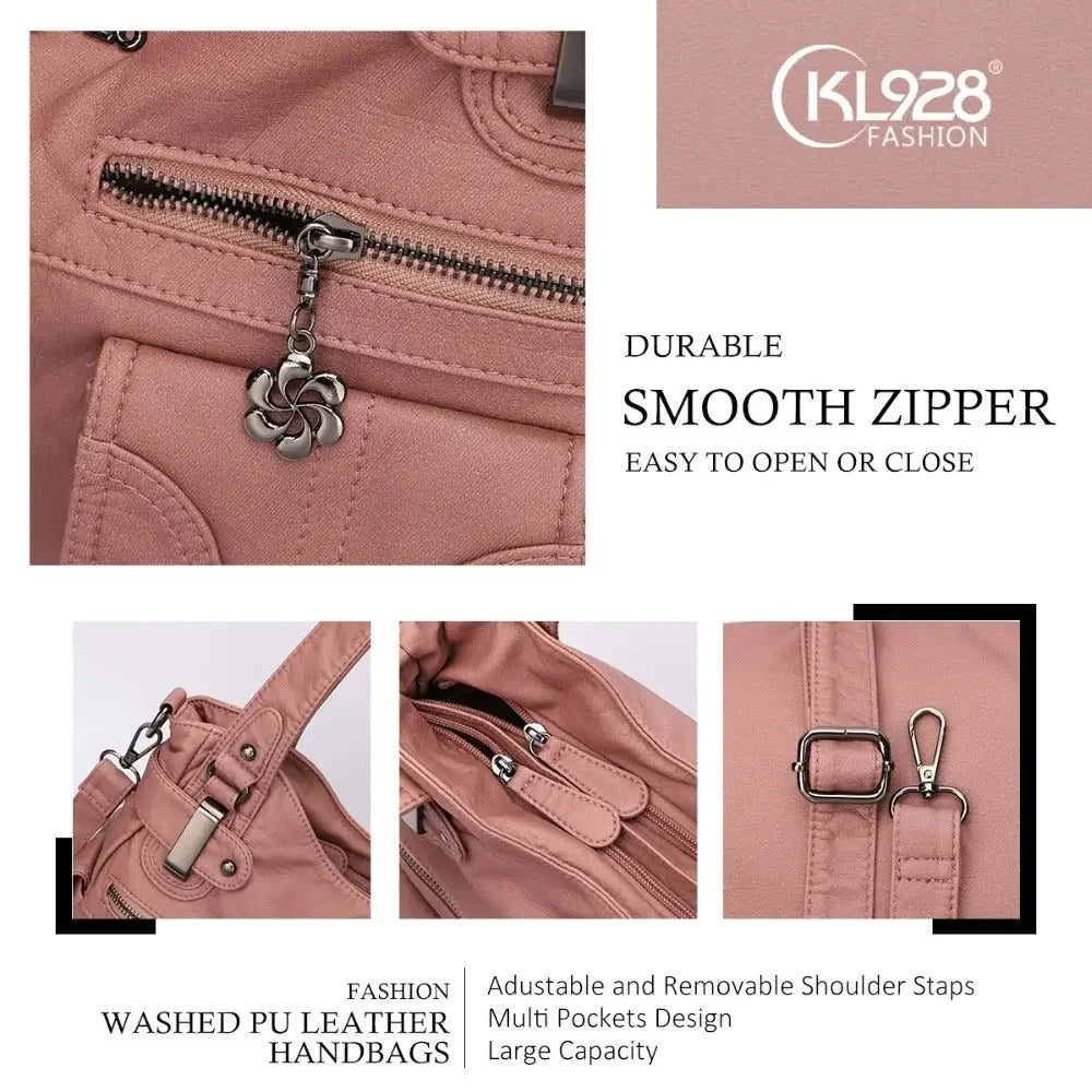 Fashion Ladies Soft Leather Portable Messenger Bag Crossbody Bags For Women Zipper Pocket Soft Casual Tote  Pre2brand