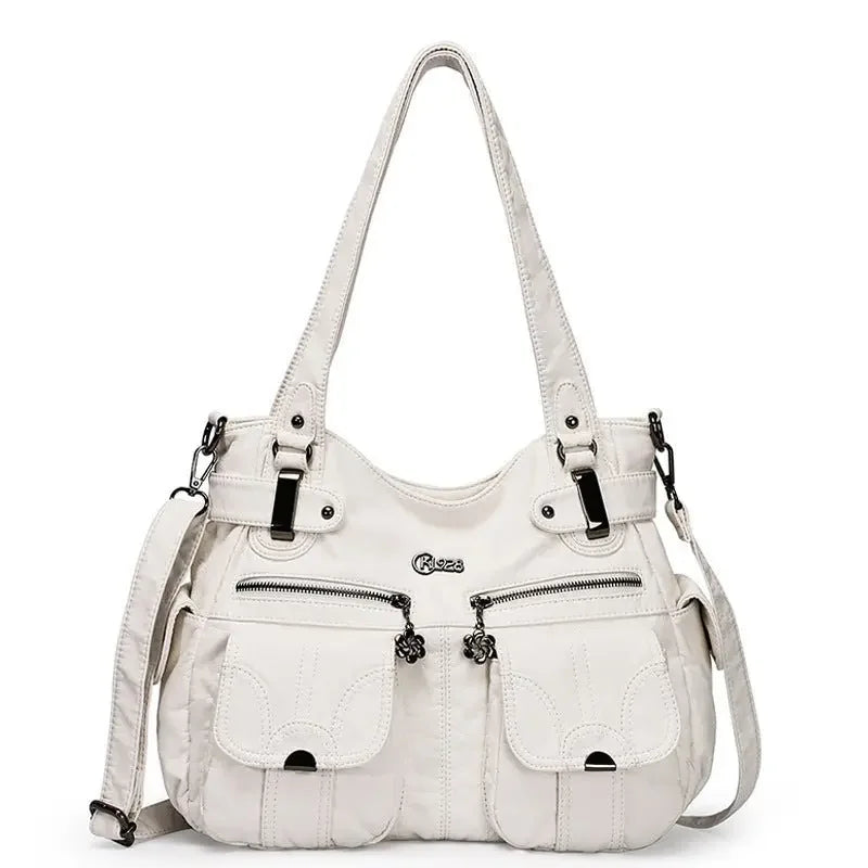 Fashion Ladies Soft Leather Portable Messenger Bag Crossbody Bags For Women Zipper Pocket Soft Casual Tote  Pre2brand