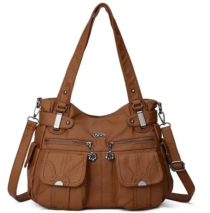 Fashion Ladies Soft Leather Portable Messenger Bag Crossbody Bags For Women Zipper Pocket Soft Casual Tote  Pre2brand