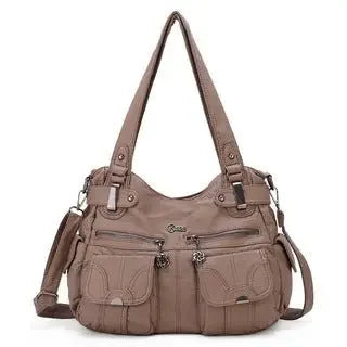 Fashion Ladies Soft Leather Portable Messenger Bag Crossbody Bags For Women Zipper Pocket Soft Casual Tote  Pre2brand