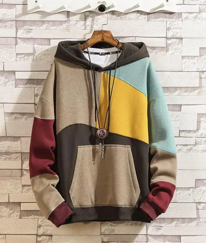 Fleece Casual Loose Color-Blocking Pullover Top  Pre2brand
