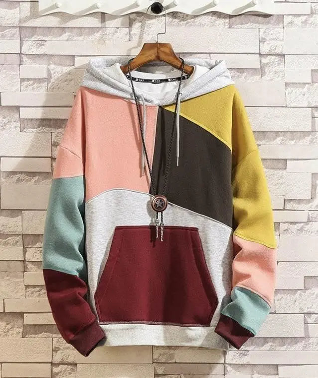 Fleece Casual Loose Color-Blocking Pullover Top  Pre2brand
