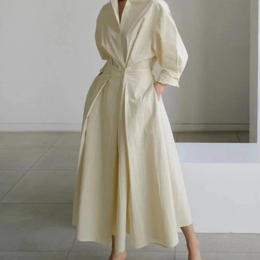 Long-Sleeve Blouse Elastic Waist Swing Dress  Pre2brand