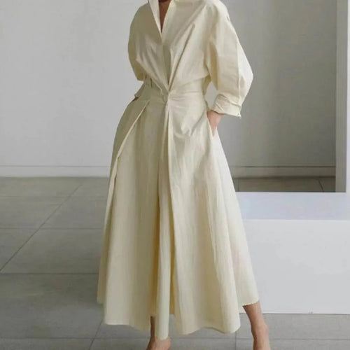 Long-Sleeve Blouse Elastic Waist Swing Dress  Pre2brand