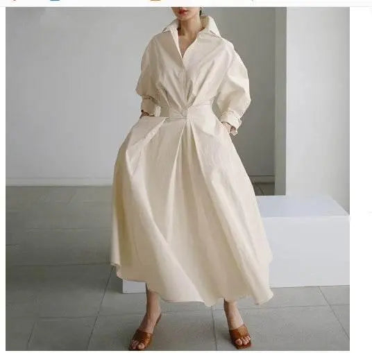 Long-Sleeve Blouse Elastic Waist Swing Dress  Pre2brand