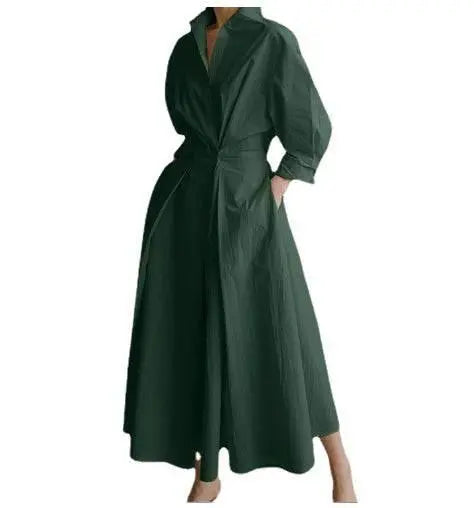 Long-Sleeve Blouse Elastic Waist Swing Dress  Pre2brand