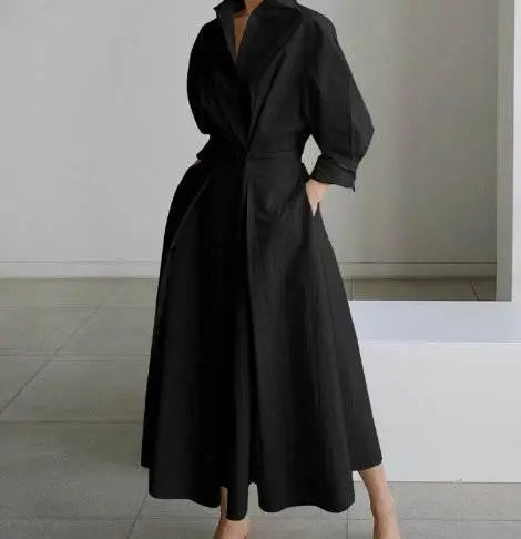 Long-Sleeve Blouse Elastic Waist Swing Dress  Pre2brand