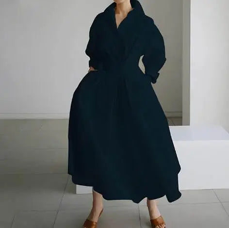 Long-Sleeve Blouse Elastic Waist Swing Dress  Pre2brand