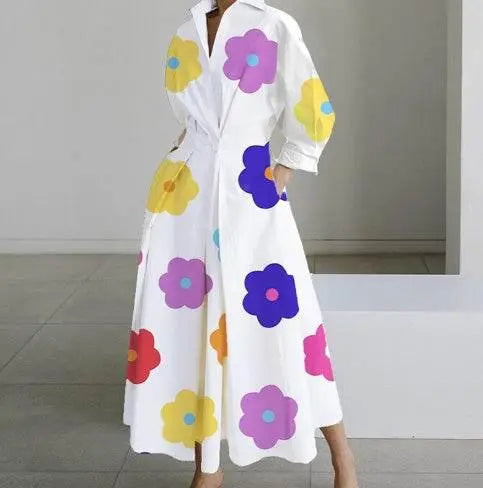 Long-Sleeve Blouse Elastic Waist Swing Dress  Pre2brand