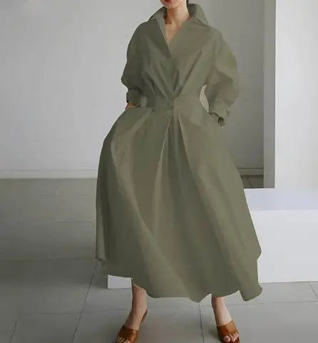 Long-Sleeve Blouse Elastic Waist Swing Dress  Pre2brand