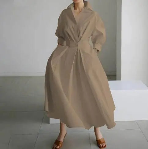 Long-Sleeve Blouse Elastic Waist Swing Dress  Pre2brand