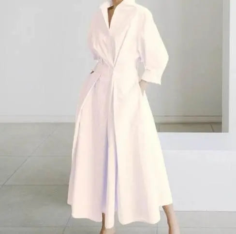 Long-Sleeve Blouse Elastic Waist Swing Dress  Pre2brand