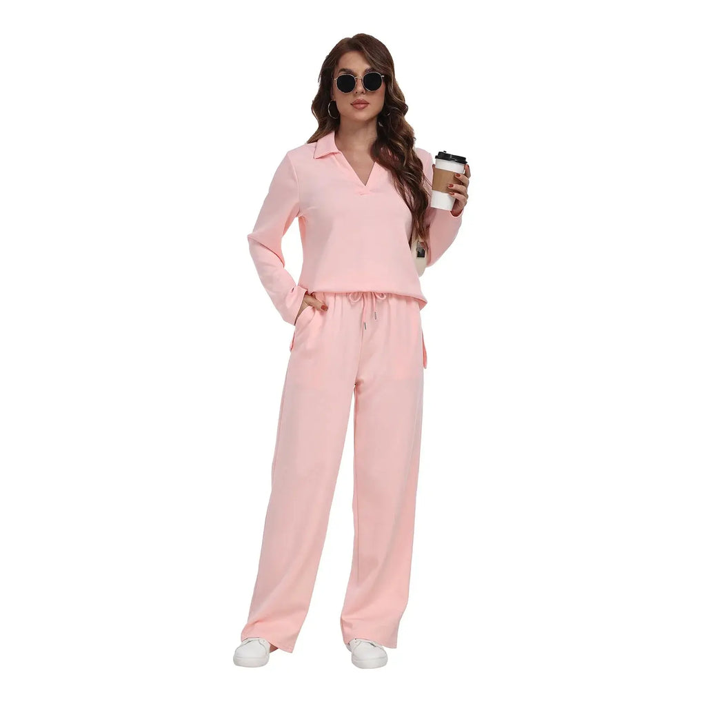 Long Sleeve V Neck Pullover Tracksuit  Pre2brand