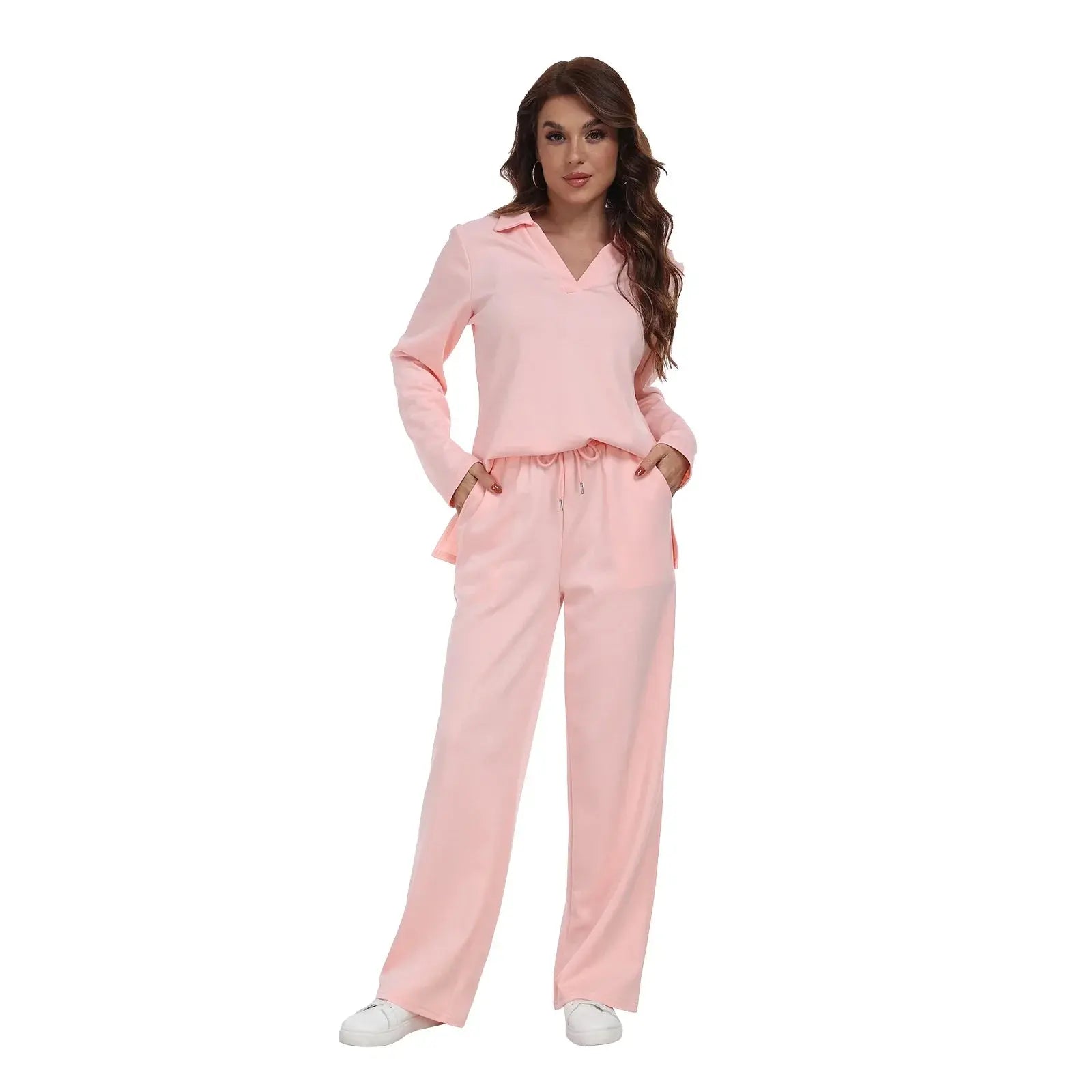Long Sleeve V Neck Pullover Tracksuit  Pre2brand