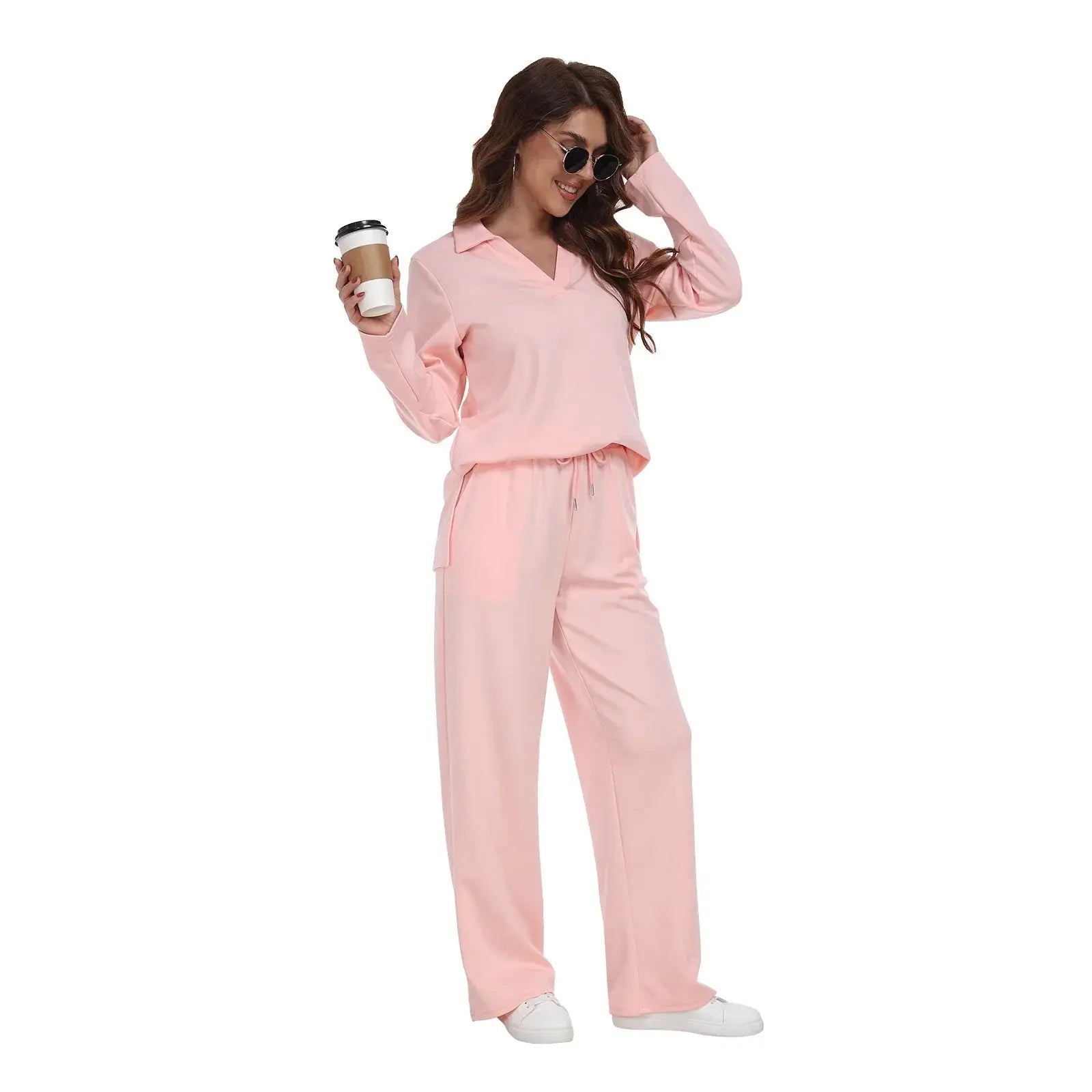 Long Sleeve V Neck Pullover Tracksuit  Pre2brand