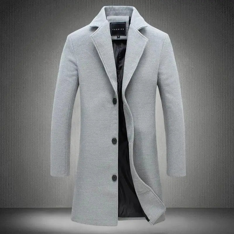 Long Solid Color Single Breasted Windbreaker Fabric  Pre2brand