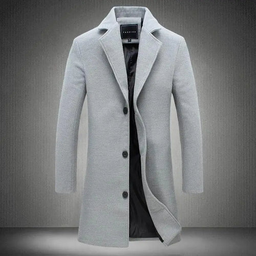 Long Solid Color Single Breasted Windbreaker Fabric  Pre2brand