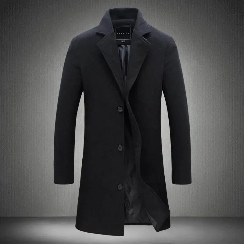 Long Solid Color Single Breasted Windbreaker Fabric  Pre2brand