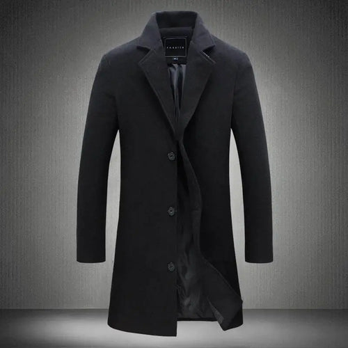 Long Solid Color Single Breasted Windbreaker Fabric  Pre2brand