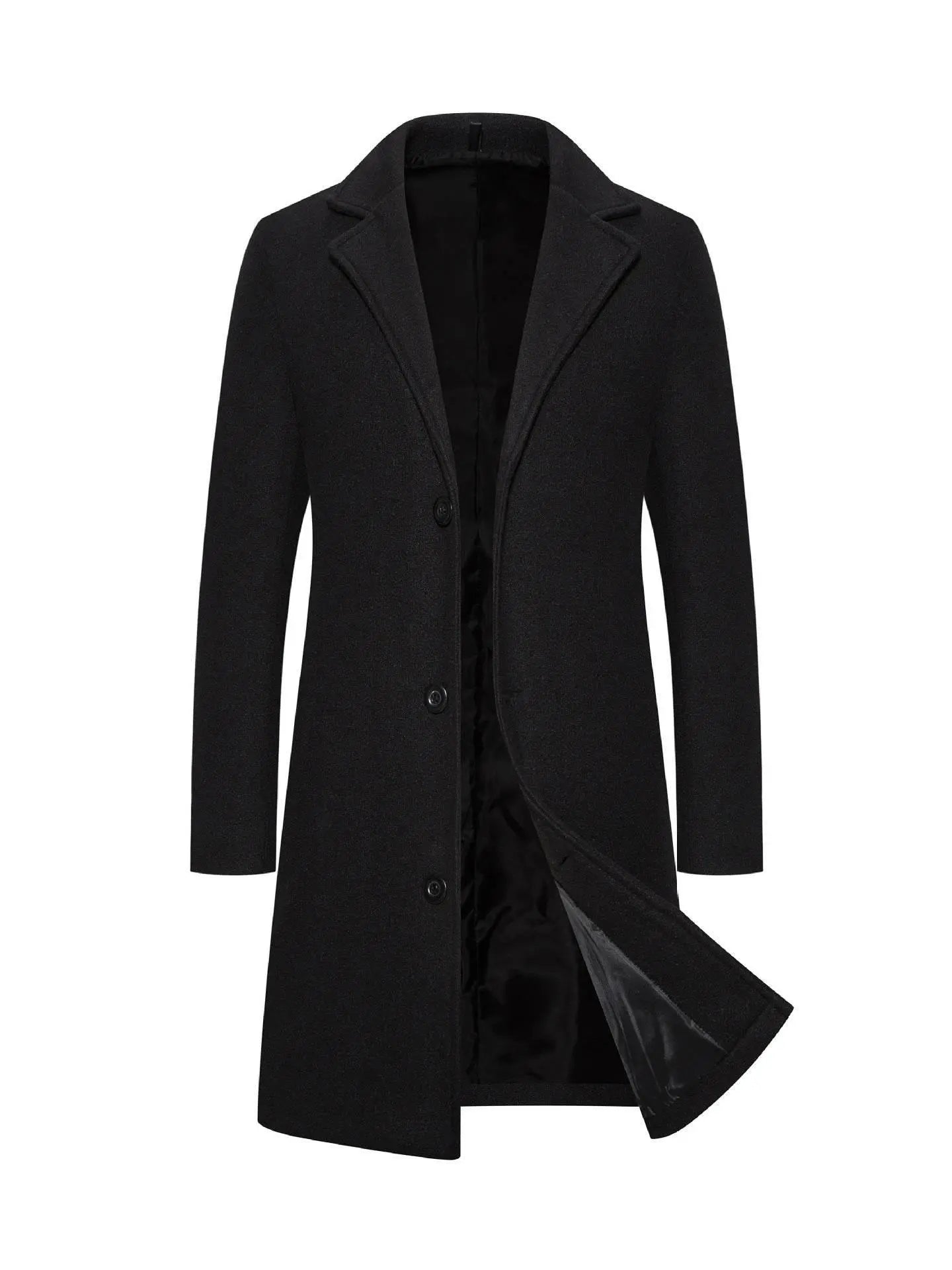 Long Solid Color Single Breasted Windbreaker Fabric  Pre2brand