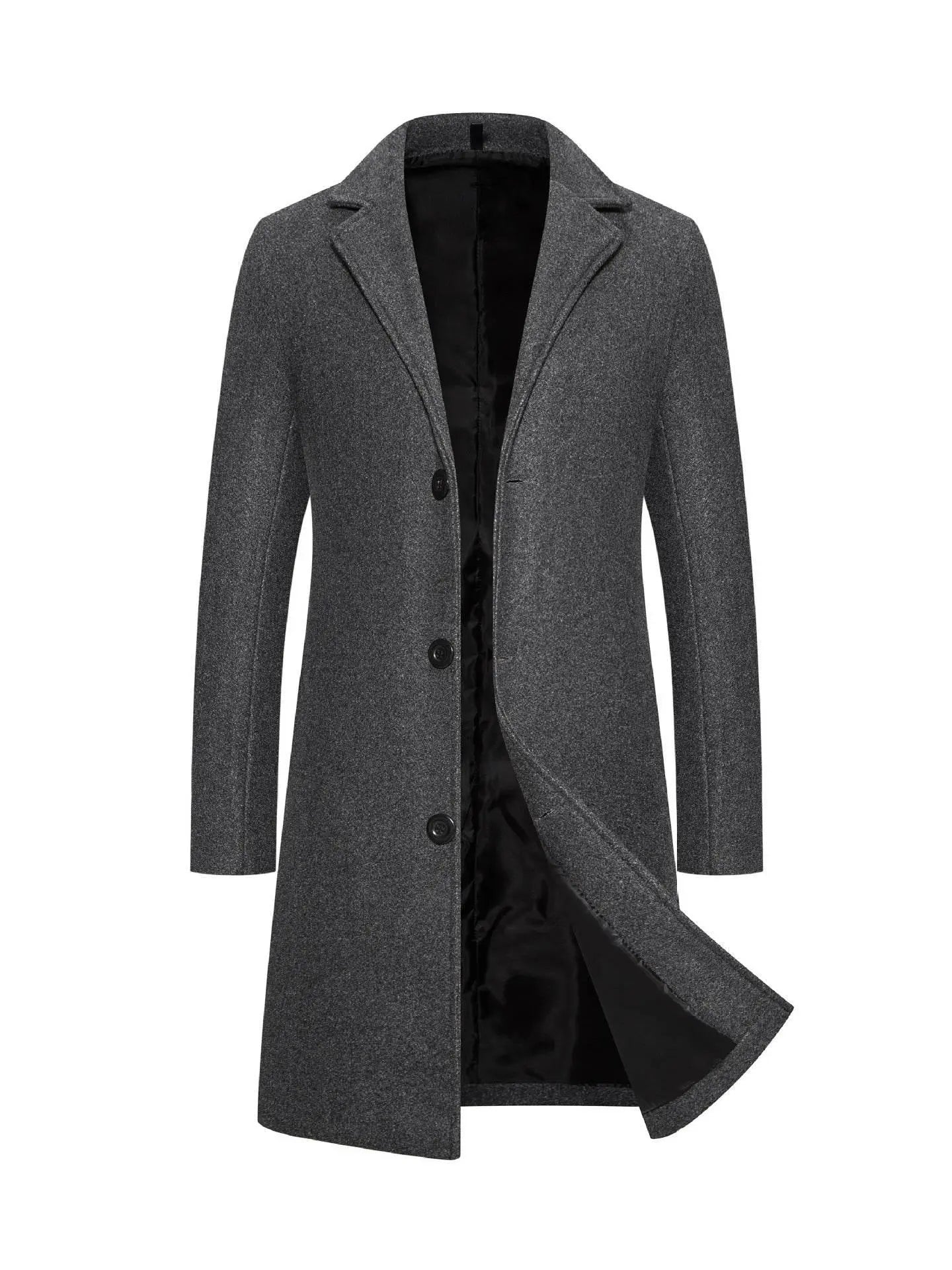Long Solid Color Single Breasted Windbreaker Fabric  Pre2brand