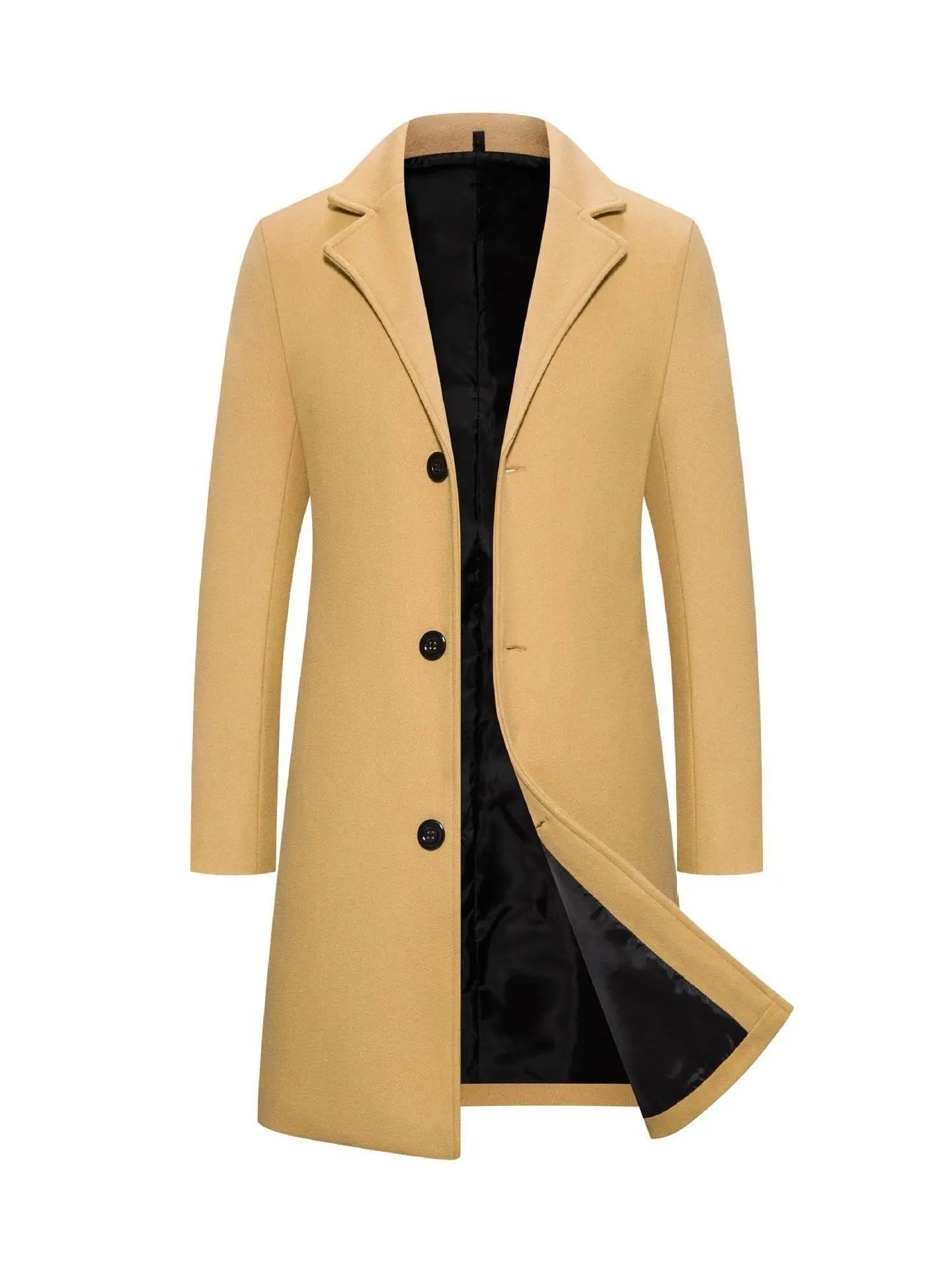 Long Solid Color Single Breasted Windbreaker Fabric  Pre2brand