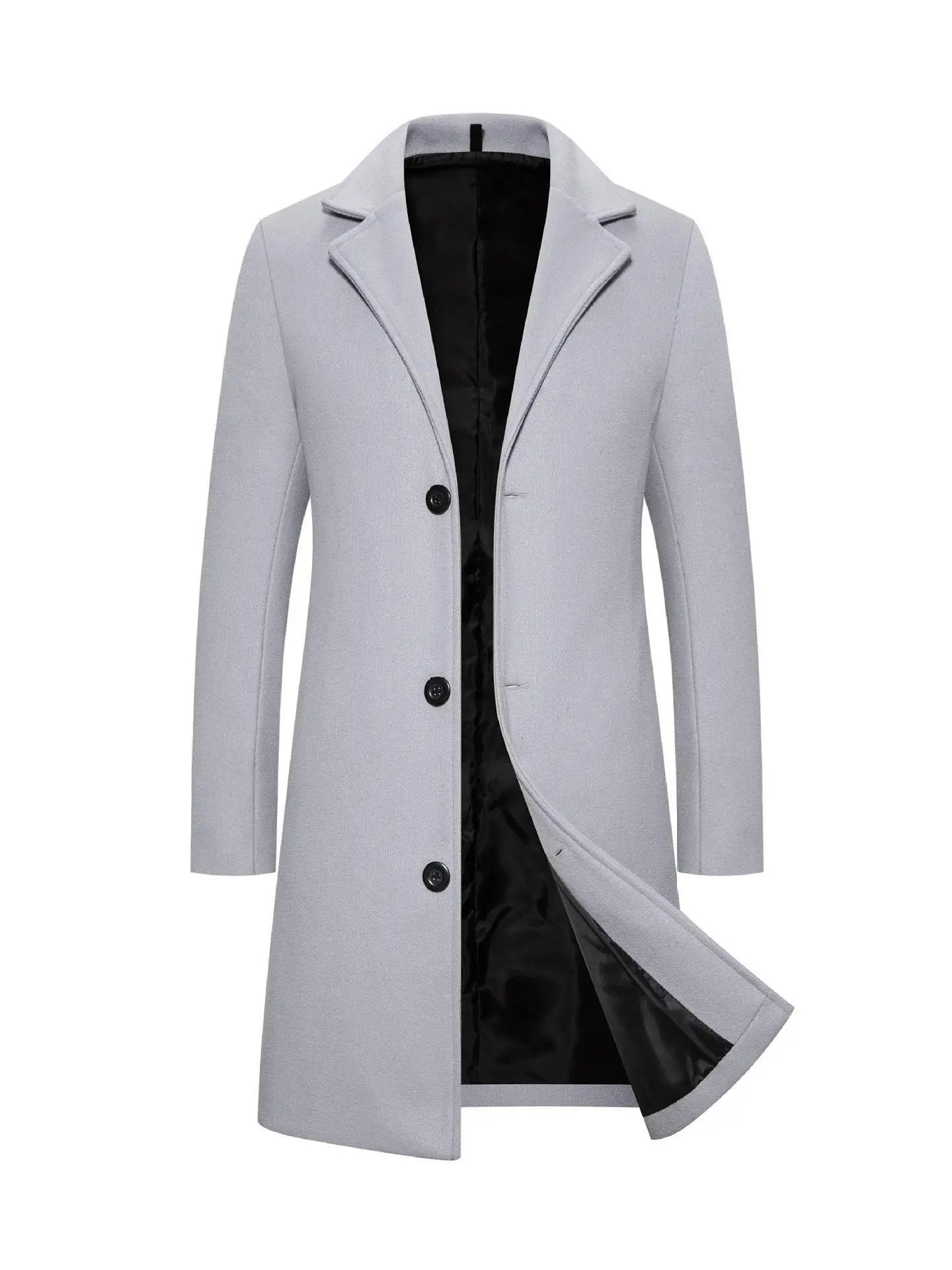 Long Solid Color Single Breasted Windbreaker Fabric  Pre2brand