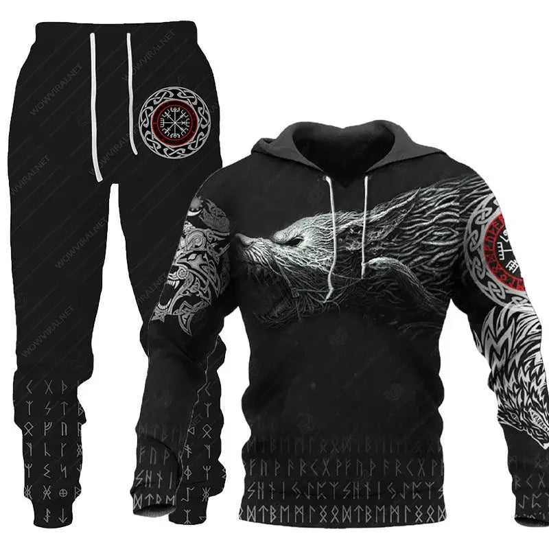 Men Sportswear Hooded Sweatsuit Two Piece Outdoors Running Fitness Mens Clothing Jogging Set  Pre2brand