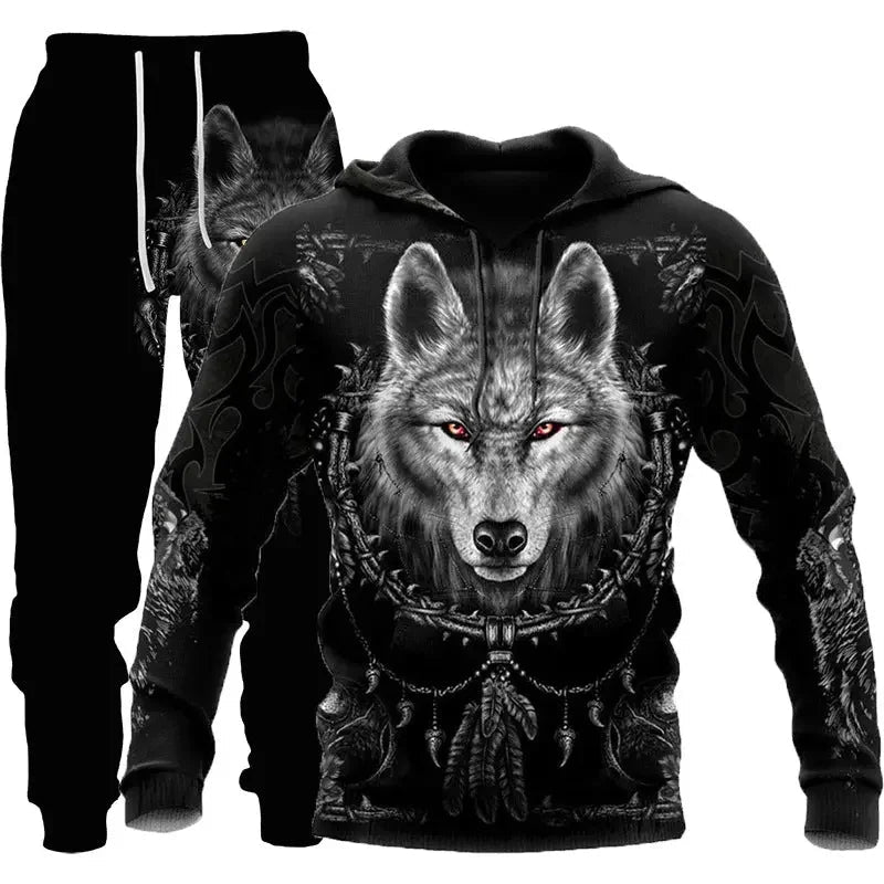 Men Sportswear Hooded Sweatsuit Two Piece Outdoors Running Fitness Mens Clothing Jogging Set  Pre2brand