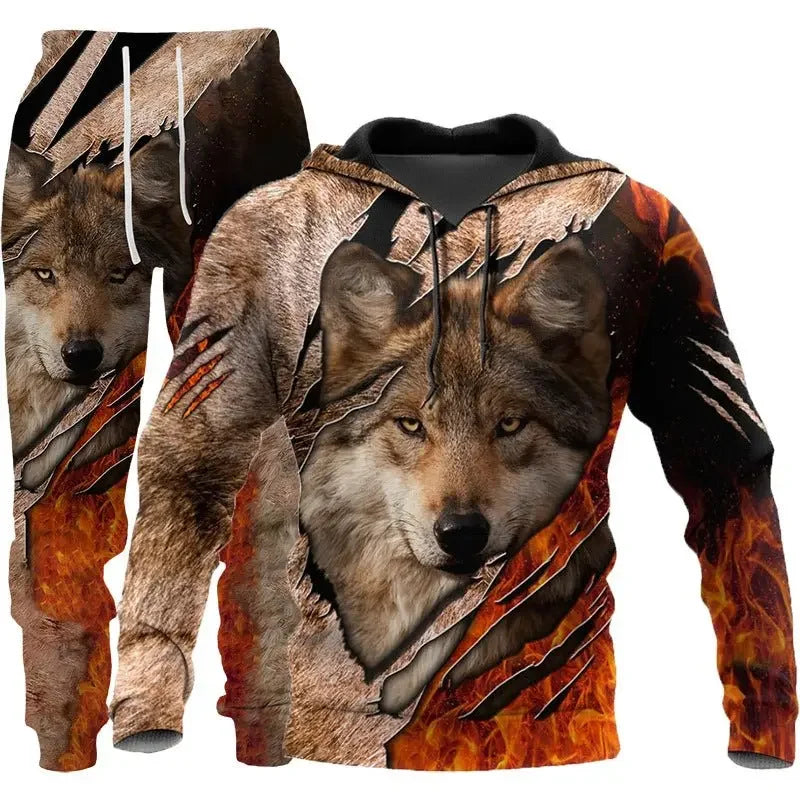 Men Sportswear Hooded Sweatsuit Two Piece Outdoors Running Fitness Mens Clothing Jogging Set  Pre2brand