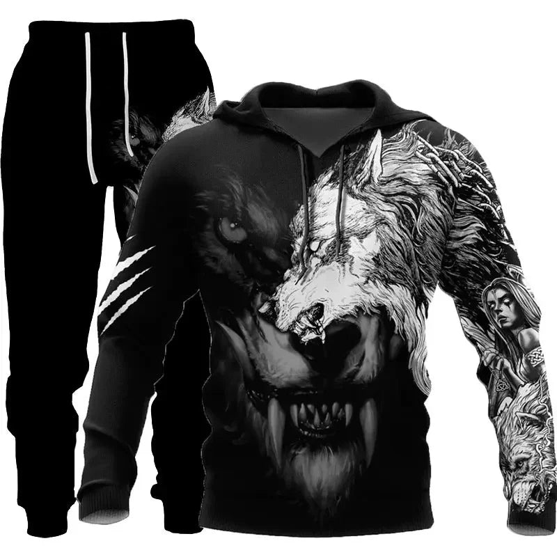 Men Sportswear Hooded Sweatsuit Two Piece Outdoors Running Fitness Mens Clothing Jogging Set  Pre2brand