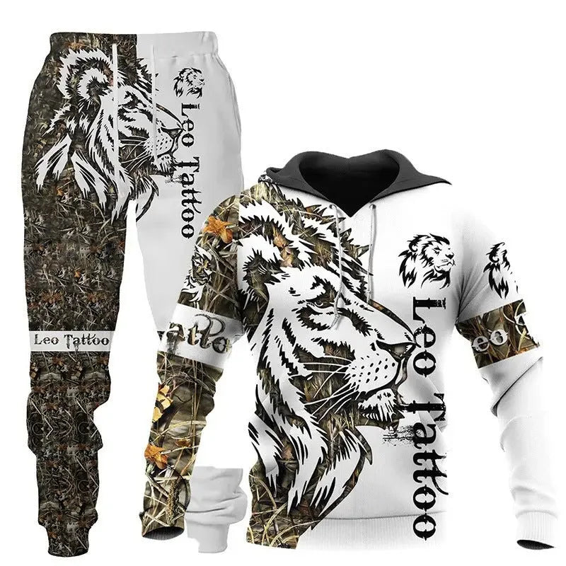 Men Sportswear Hooded Sweatsuit Two Piece Outdoors Running Fitness Mens Clothing Jogging Set  Pre2brand
