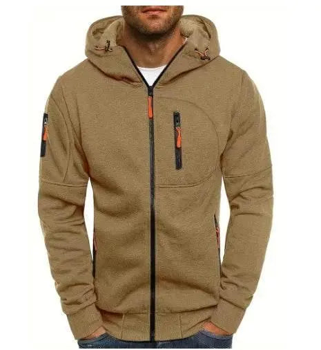 Men'S Casual Zipper Hooded Sweater Solid Color Sports Fitness Jackets Cardigan  Pre2brand