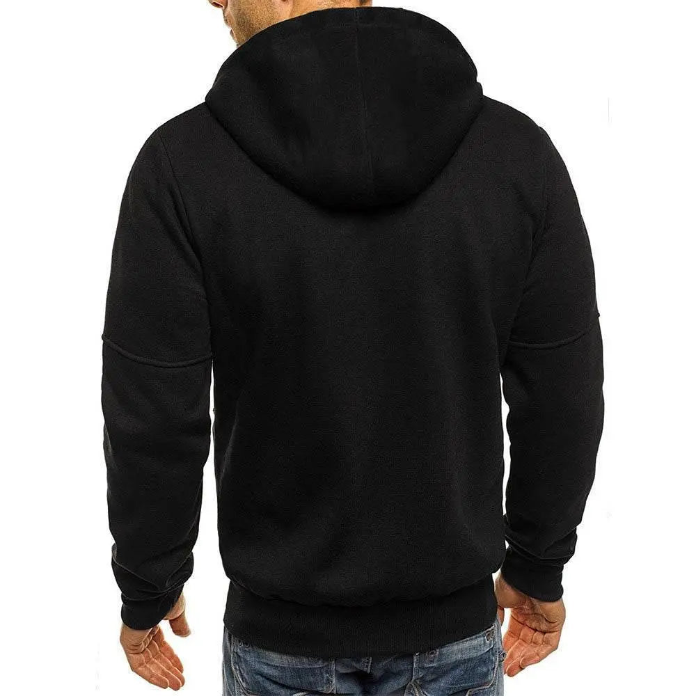 Men'S Casual Zipper Hooded Sweater Solid Color Sports Fitness Jackets Cardigan  Pre2brand