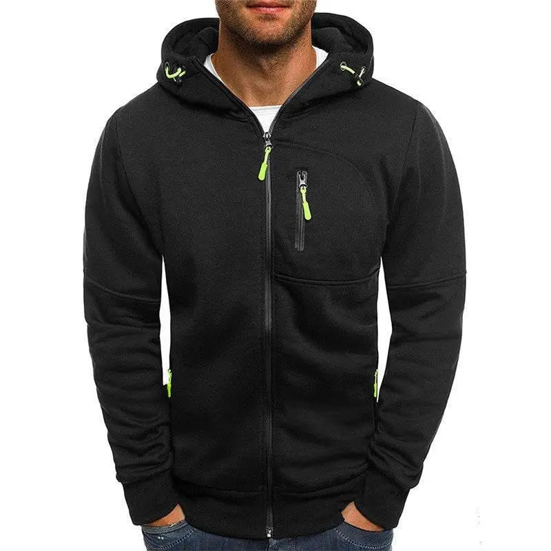 Men'S Casual Zipper Hooded Sweater Solid Color Sports Fitness Jackets Cardigan  Pre2brand