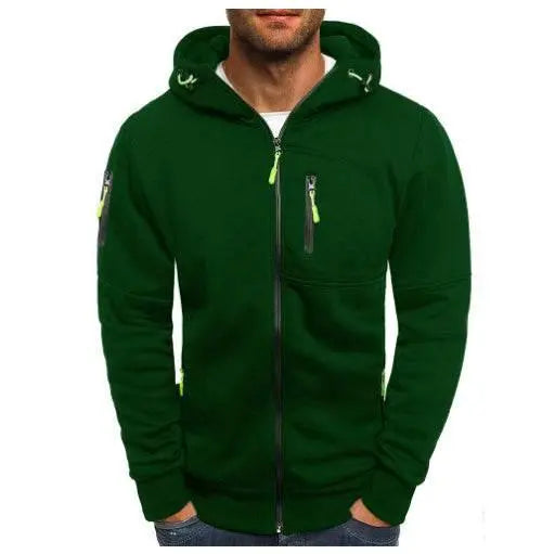 Men'S Casual Zipper Hooded Sweater Solid Color Sports Fitness Jackets Cardigan  Pre2brand