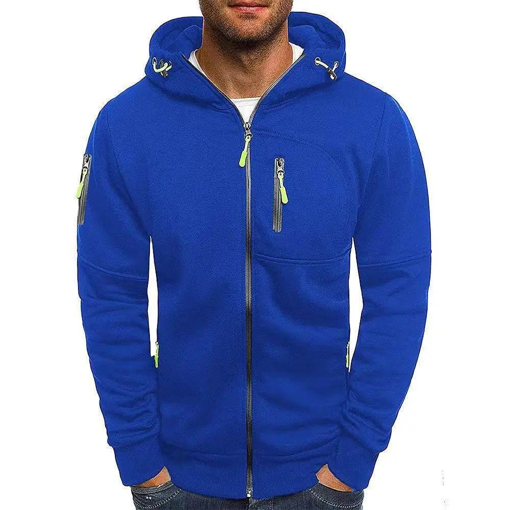 Men'S Casual Zipper Hooded Sweater Solid Color Sports Fitness Jackets Cardigan  Pre2brand
