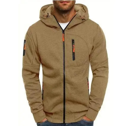 Men'S Casual Zipper Hooded Sweater Solid Color Sports Fitness Jackets Cardigan  Pre2brand