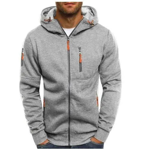 Men'S Casual Zipper Hooded Sweater Solid Color Sports Fitness Jackets Cardigan  Pre2brand