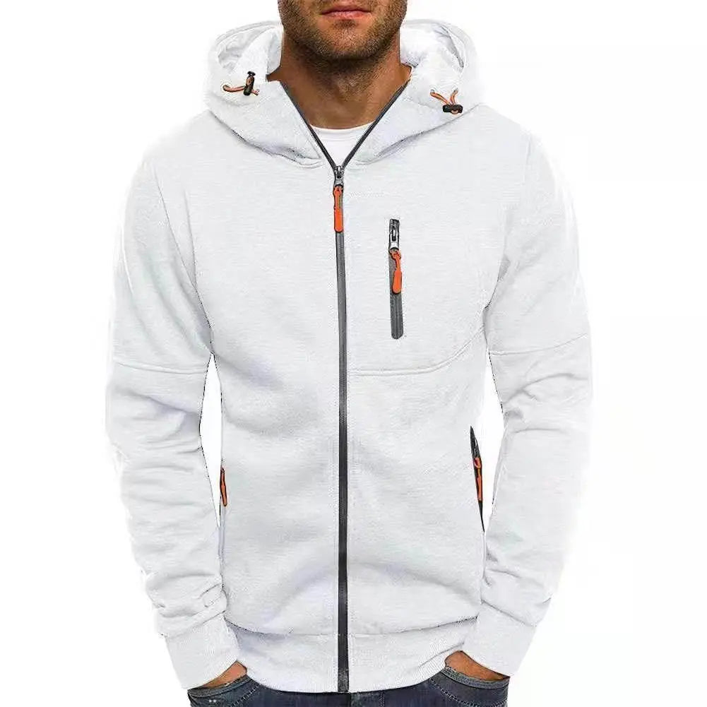 Men'S Casual Zipper Hooded Sweater Solid Color Sports Fitness Jackets Cardigan  Pre2brand