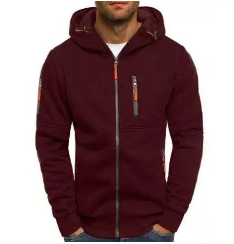Men'S Casual Zipper Hooded Sweater Solid Color Sports Fitness Jackets Cardigan  Pre2brand
