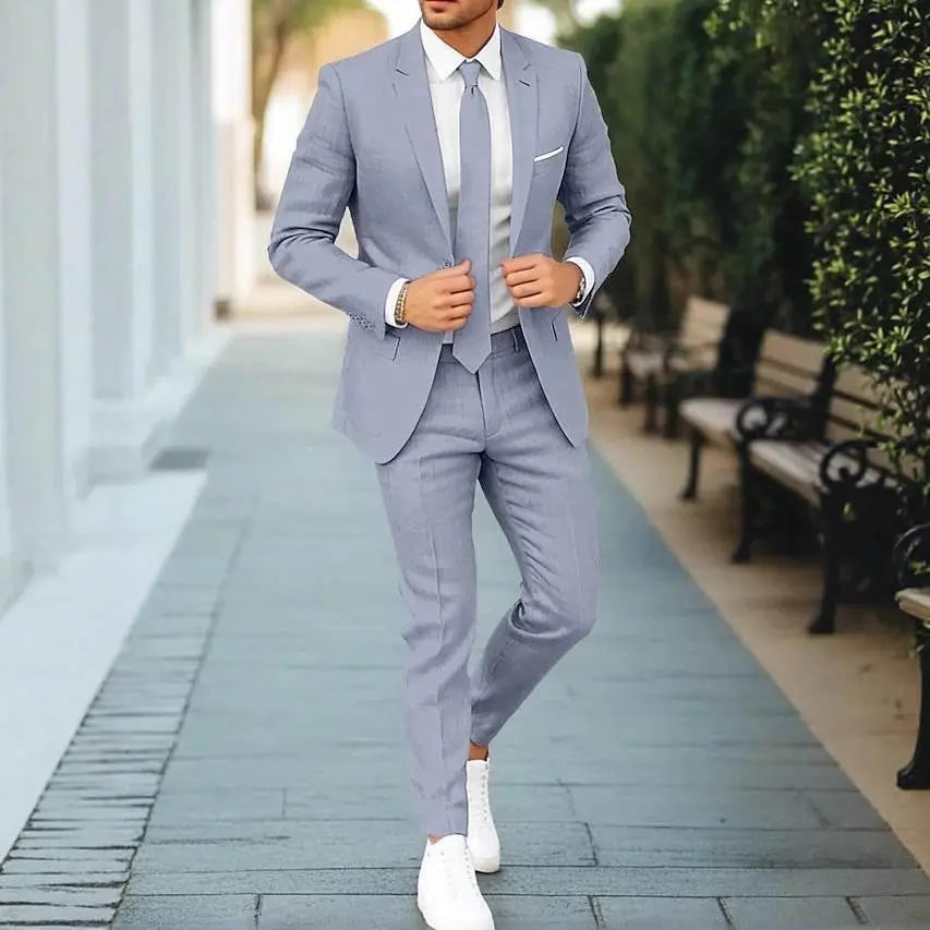 Men'S New Linen Single Row One Button Suit  Pre2brand